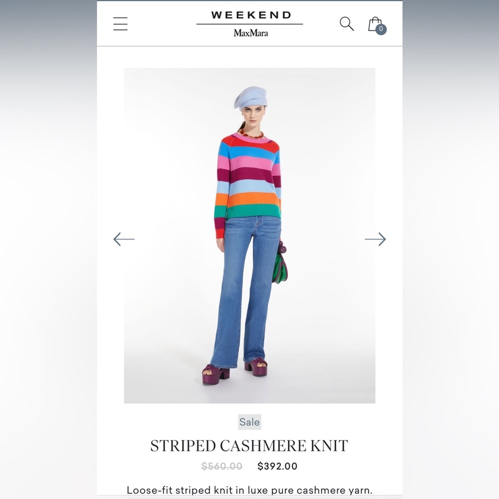 SOLD ! Retail$560 MaxMara Weekend Striped 100% Cashmere Knit Sweater Small NWT - Picture 6 of 16